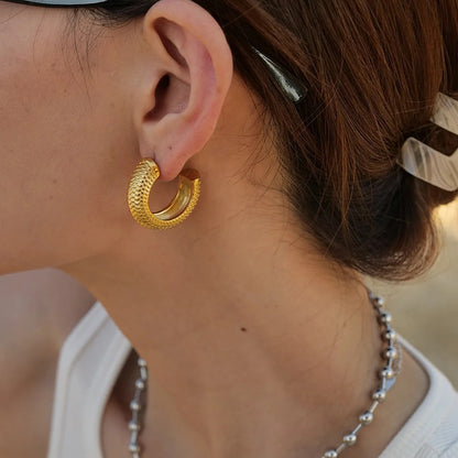 aros anchos pendientes de acero pendientes dorado pendant jewelry trend earrings fashion 