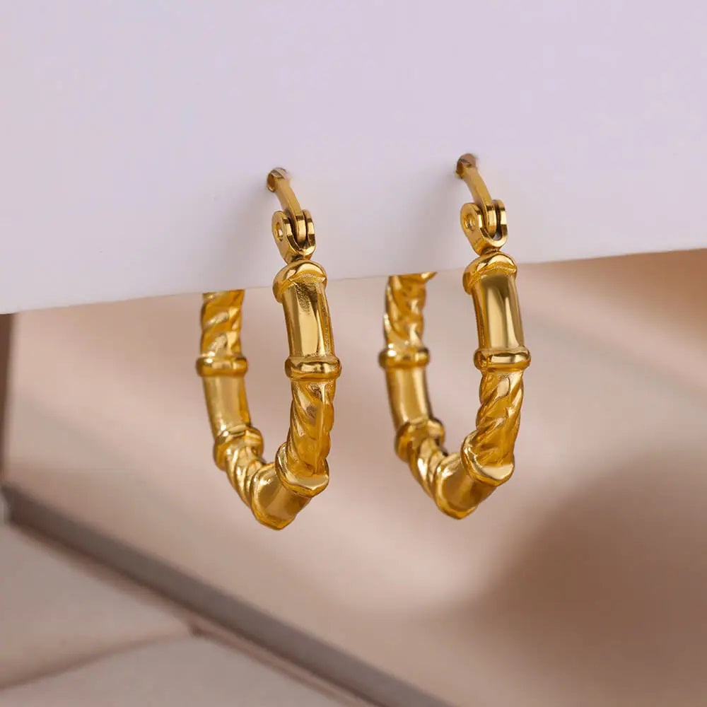 aros dorados anchos pendientes de acero pendientes dorado pendant jewelry trend earrings fashion