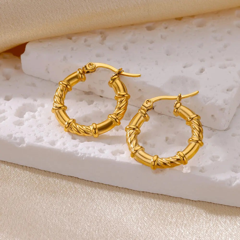 aros dorados anchos pendientes de acero pendientes dorado pendant jewelry trend earrings fashion 