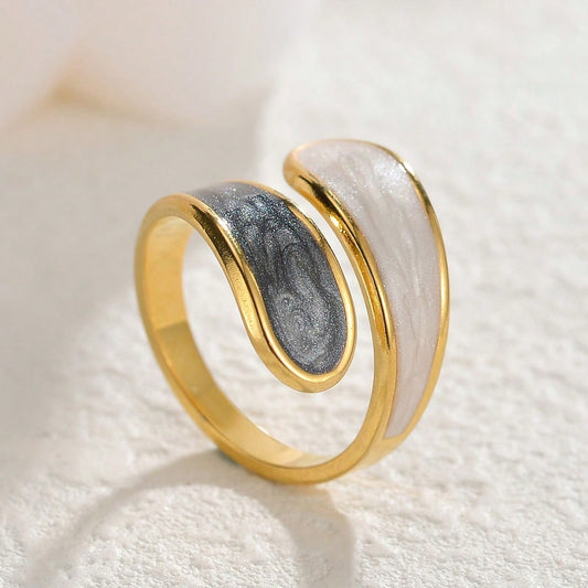 bays anillo acero esmaltado estilo elegante accesorios mujer ring jewelry