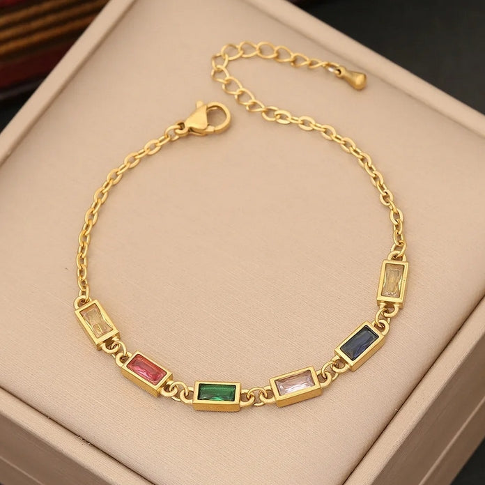bays pulsera acero elegante regalo circonitas bracelet stainless steel jewelry look 