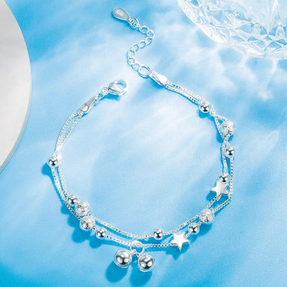 bays pulsera plata cascabeles elegante regalo circonitas bracelet stainless steel jewelry look