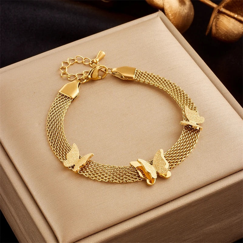 pulsera acero inoxidable mariposa cadena regalo bracelet butterfly look jewelry