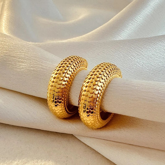aros anchos pendientes de acero pendientes dorado pendant jewelry trend earrings fashion