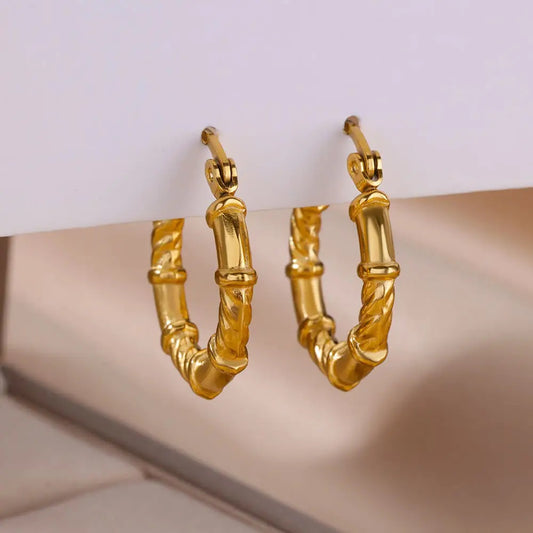 aros dorados anchos pendientes de acero pendientes dorado pendant jewelry trend earrings fashion