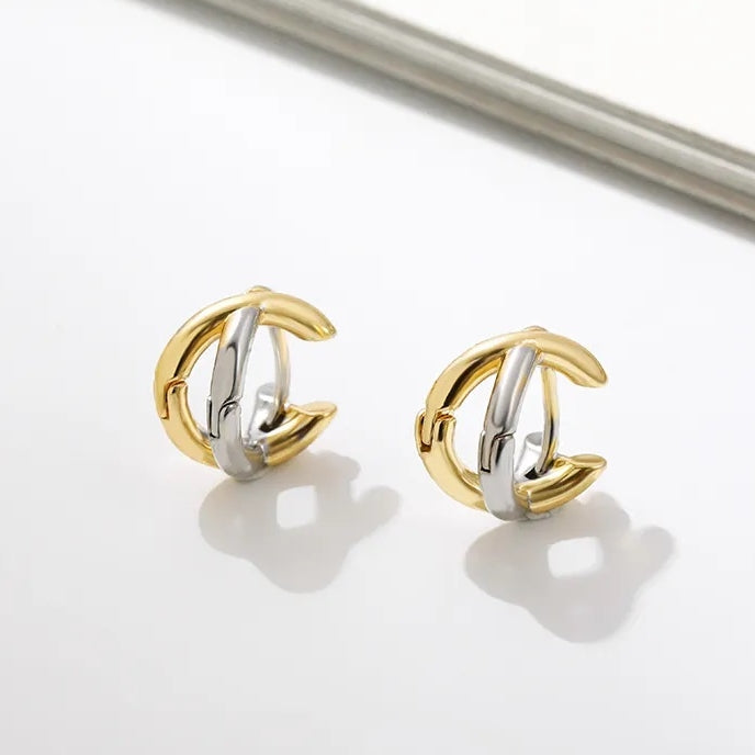pendientes cruzados de acero dorado pendant jewelry trend earrings fashion 