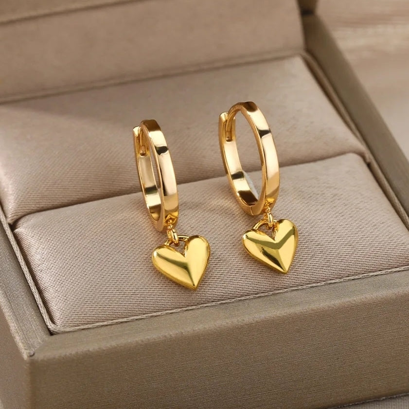 pendientes de acero pendientes corazon dorado pendant jewelry trend earrings fashion