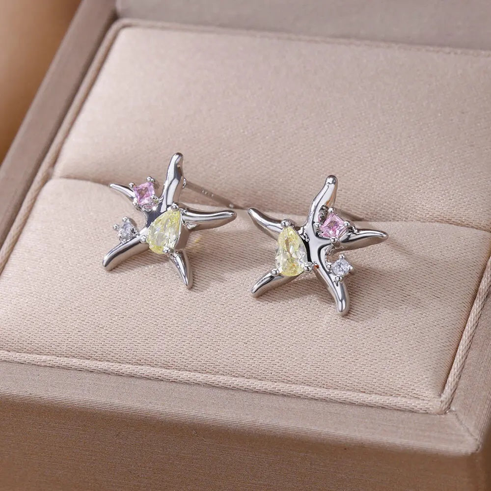 pendientes de estrella acero circonitas accesorios moda mujer fashion jewelry